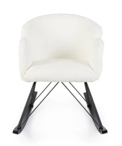 Poltrone E Chaise Longue>Bizzotto SEDIA A DONDOLO EFFETTO BOUCLE' BIANCA - SIBILLA