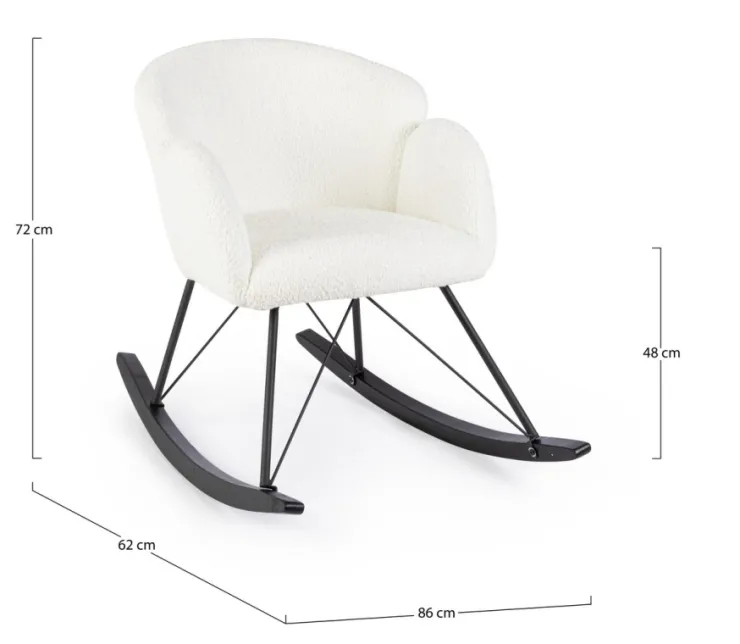 Poltrone E Chaise Longue>Bizzotto SEDIA A DONDOLO EFFETTO BOUCLE' BIANCA - SIBILLA