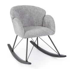 Poltrone E Chaise Longue>Bizzotto SEDIA A DONDOLO EFFETTO BOUCLE' GRIGIO CHIARO - SIBILLA