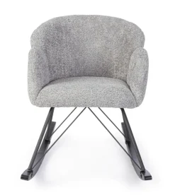 Poltrone E Chaise Longue>Bizzotto SEDIA A DONDOLO EFFETTO BOUCLE' GRIGIO CHIARO - SIBILLA