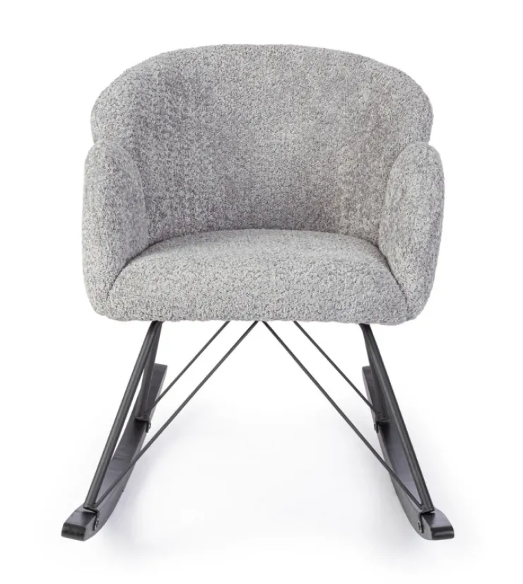 Poltrone E Chaise Longue>Bizzotto SEDIA A DONDOLO EFFETTO BOUCLE' GRIGIO CHIARO - SIBILLA