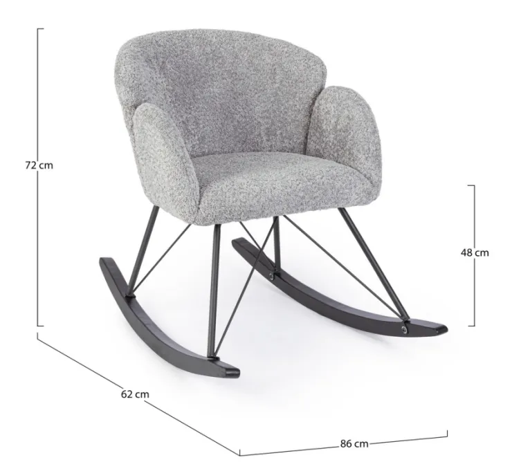 Poltrone E Chaise Longue>Bizzotto SEDIA A DONDOLO EFFETTO BOUCLE' GRIGIO CHIARO - SIBILLA