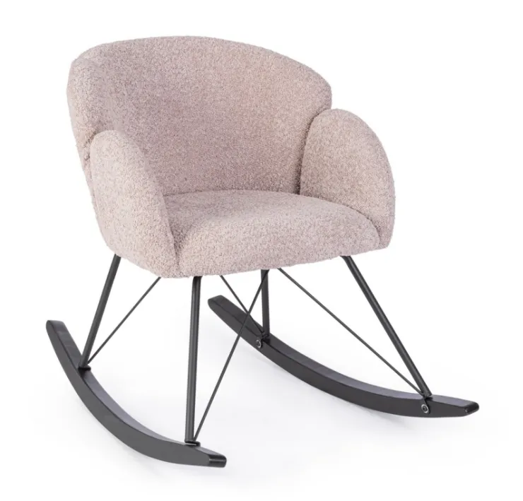 Poltrone E Chaise Longue>Bizzotto SEDIA A DONDOLO EFFETTO BOUCLE' ROSA ANTICO - SIBILLA