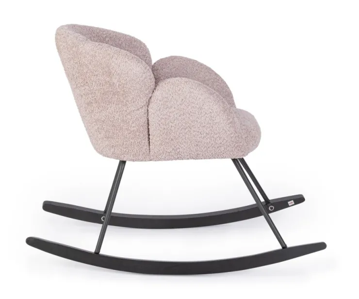 Poltrone E Chaise Longue>Bizzotto SEDIA A DONDOLO EFFETTO BOUCLE' ROSA ANTICO - SIBILLA