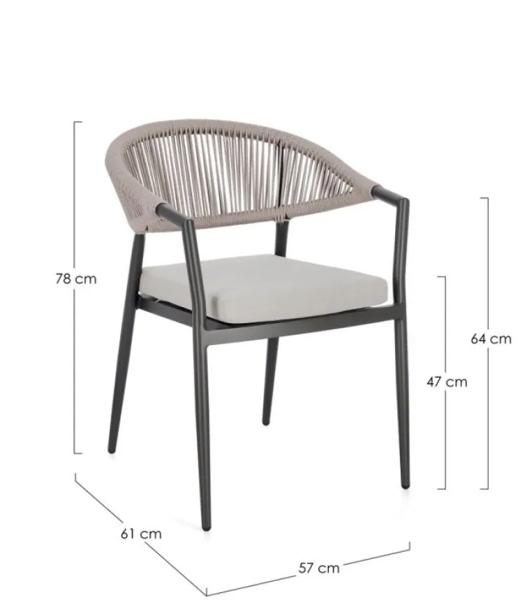 Sedie>Bizzotto SEDIA C-BR C-C MILLOR ANTRACITE/KHAKI