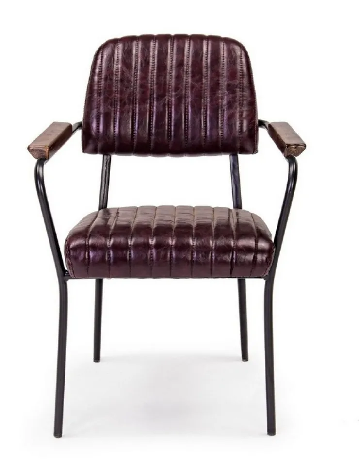 Sedie>Bizzotto SEDIA CON BRACCIOLI IN ECOPELLE BORDEAUX - NELLY