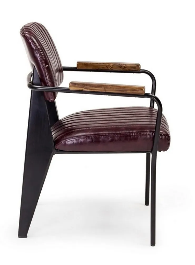 Sedie>Bizzotto SEDIA CON BRACCIOLI IN ECOPELLE BORDEAUX - NELLY