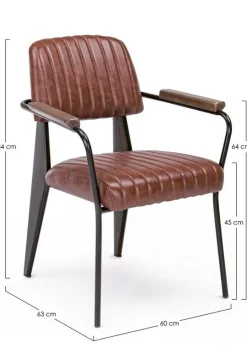 Sedie>Bizzotto SEDIA CON BRACCIOLI IN ECOPELLE ARANCIO SCURO - NELLY