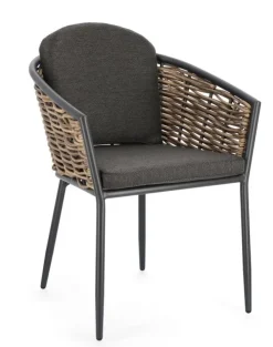 Sedie>Bizzotto SEDIA CON CUSCINO ANTRACITE YK13 - MARIBELA