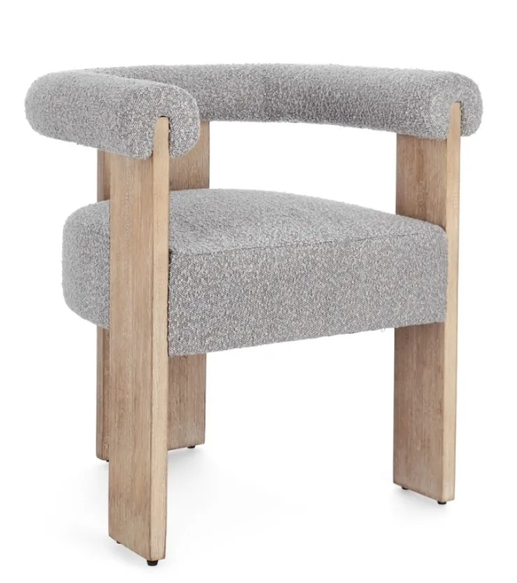 Sedie>Bizzotto SEDIA EFFETTO BOUCLE' NATURALE GRIGIO - AGAPE