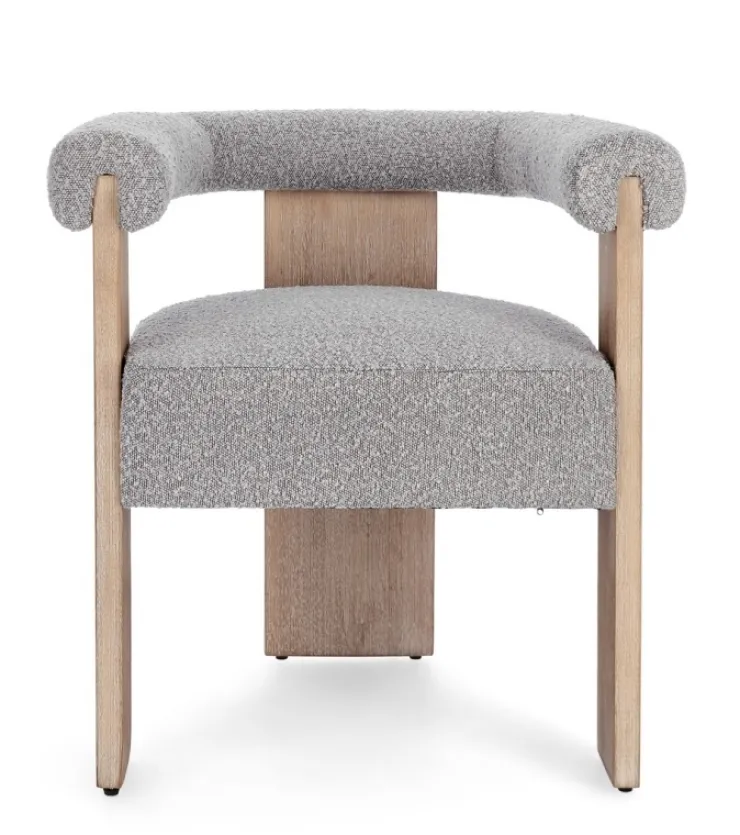 Sedie>Bizzotto SEDIA EFFETTO BOUCLE' NATURALE GRIGIO - AGAPE