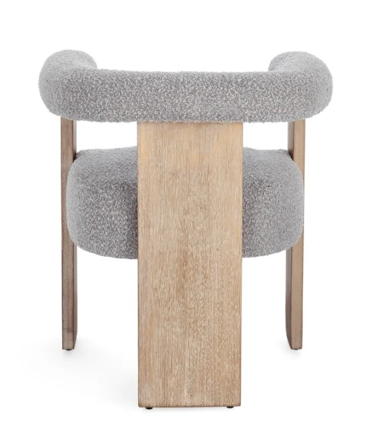 Sedie>Bizzotto SEDIA EFFETTO BOUCLE' NATURALE GRIGIO - AGAPE