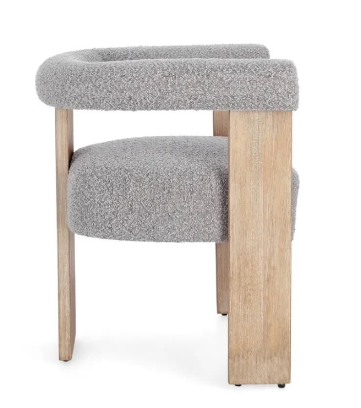 Sedie>Bizzotto SEDIA EFFETTO BOUCLE' NATURALE GRIGIO - AGAPE