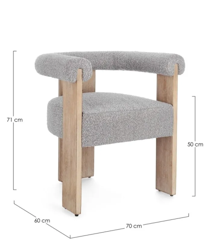 Sedie>Bizzotto SEDIA EFFETTO BOUCLE' NATURALE GRIGIO - AGAPE