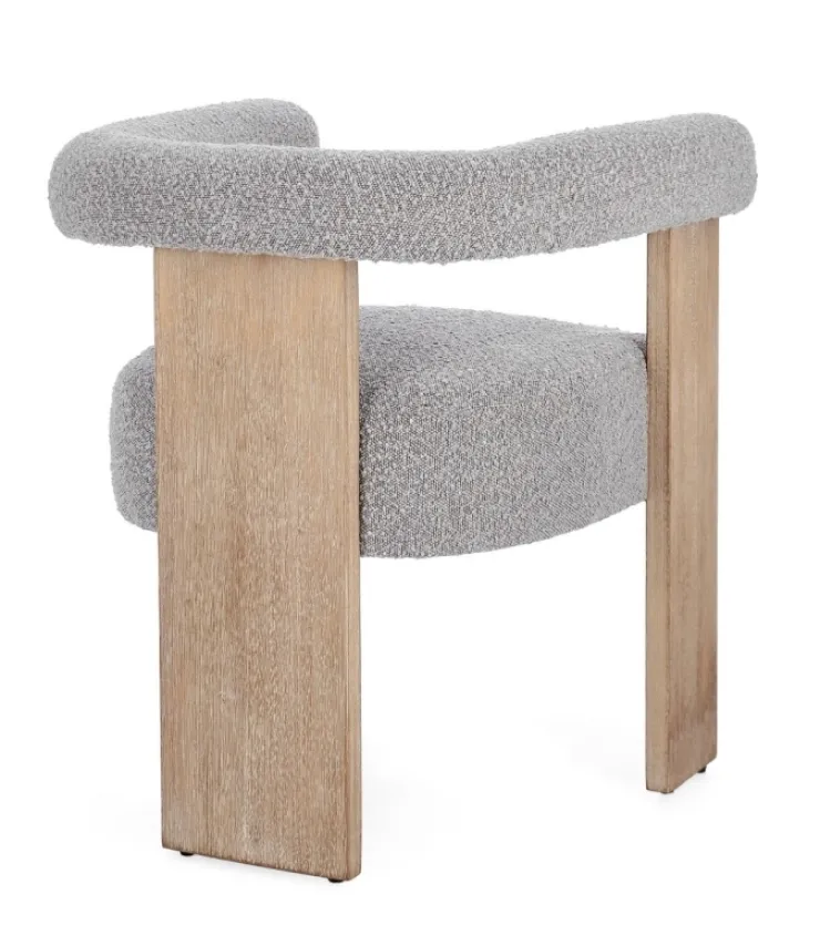 Sedie>Bizzotto SEDIA EFFETTO BOUCLE' NATURALE GRIGIO - AGAPE