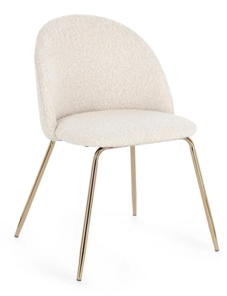Sedie>Bizzotto SEDIA EFFETTO BOUCLE' ORO/AVORIO - TANYA