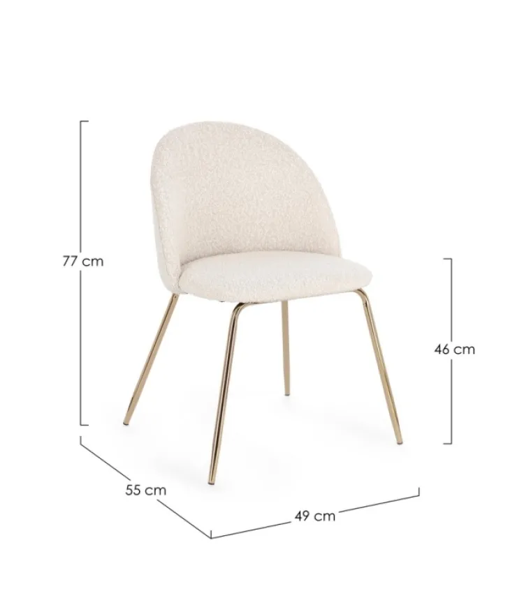Sedie>Bizzotto SEDIA EFFETTO BOUCLE' ORO/AVORIO - TANYA
