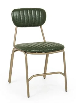 Sedie>Bizzotto SEDIA IN ECOPELLE VERDE SCURO - ADDY