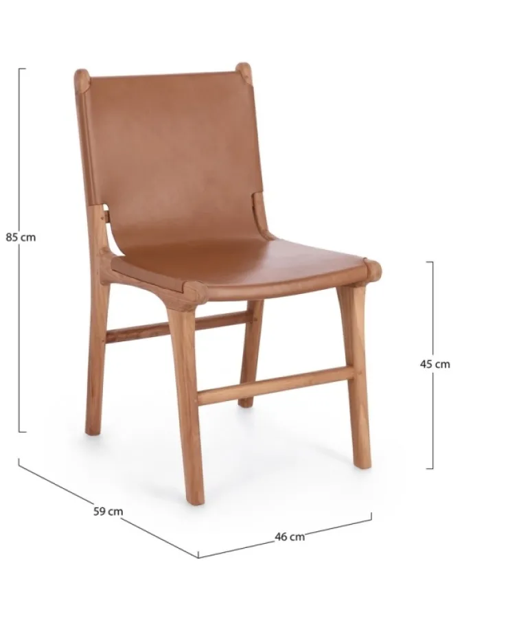 Sedie>Bizzotto SEDIA IN PELLE COGNAC - EUGENIE