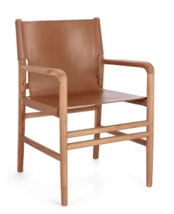 Sedie>Bizzotto SEDIA IN PELLE CON BRACCIOLI COGNAC - CAROLINE