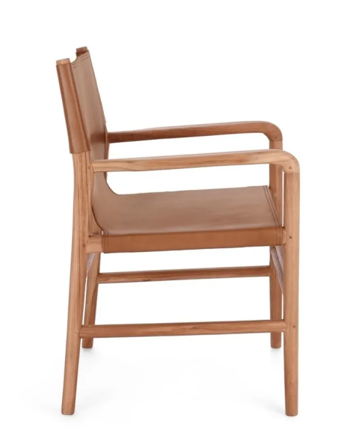 Sedie>Bizzotto SEDIA IN PELLE CON BRACCIOLI COGNAC - CAROLINE