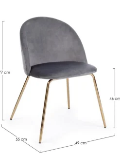 Sedie>Bizzotto SEDIA IN VELLUTO GRIGIO SCURO - TANYA