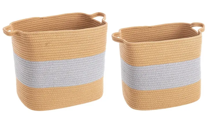 Ceste Decorative>Bizzotto SET2 CESTA FLOW 2M RETT NATURALE-GRIGIO
