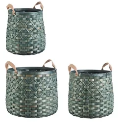 Ceste Decorative>Bizzotto SET3 CESTA 2M LISETTE TO VERDE