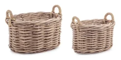 Ceste Decorative>Bizzotto SET2 CESTA 2M MALANG OV GRIGIO