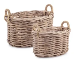 Ceste Decorative>Bizzotto SET2 CESTA 2M MALANG OV GRIGIO