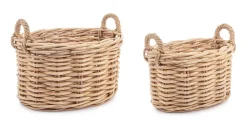Ceste Decorative>Bizzotto SET2 CESTA 2M MALANG OV NATURALE
