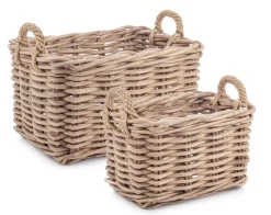 Ceste Decorative>Bizzotto SET2 CESTA 2M MALANG RETT GRIGIO