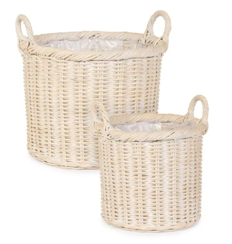 Ceste Decorative>Bizzotto SET2 CESTA 2M RANDY TO SBIANCATO