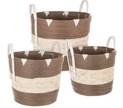 Ceste Decorative>Bizzotto SET3 CESTA 2M THELMA MARRONE SVAS