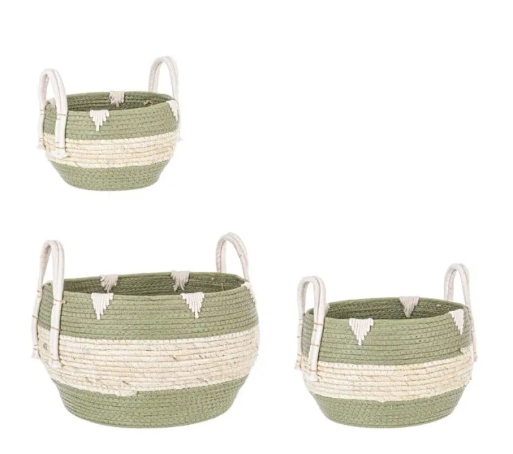 Ceste Decorative>Bizzotto SET3 CESTA 2M THELMA VERDE BOMB