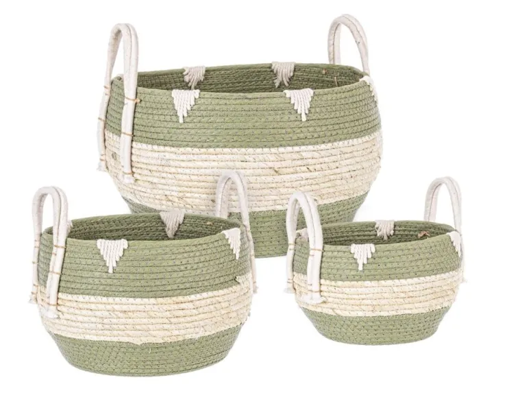 Ceste Decorative>Bizzotto SET3 CESTA 2M THELMA VERDE BOMB