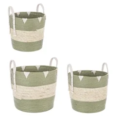 Ceste Decorative>Bizzotto SET3 CESTA 2M THELMA VERDE SVAS
