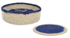 Ceste Decorative>Bizzotto SET1 CESTINO GIANG-4 S.BICCHIERE NAT BLU