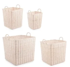 Ceste Decorative>Bizzotto SET4 CESTO 2M NARRA QU SBIANCATO