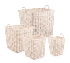 Ceste Decorative>Bizzotto SET4 CESTO 2M NARRA QU SBIANCATO