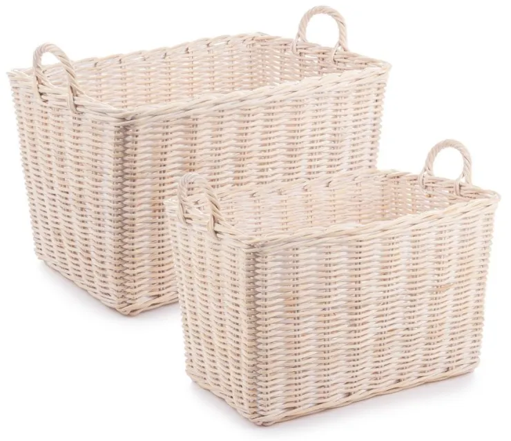 Ceste Decorative>Bizzotto SET2 CESTO 2M NARRA SBIANCATO M