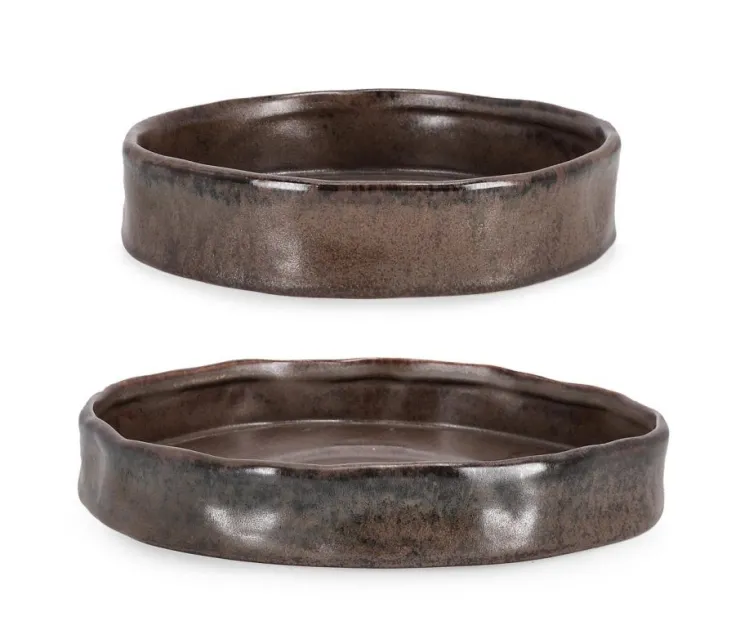 Vassoi E Centro Tavola>Bizzotto SET2 PIATTO DECORATIVO PAVLOS MARRONE