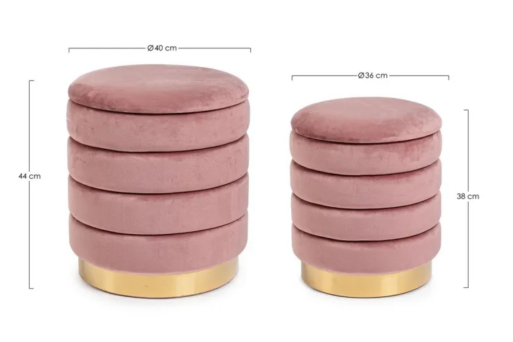 Pouf>Bizzotto SET2 POUF CONTENITORE IN LEGNO ROSA ANTICO - DARINA