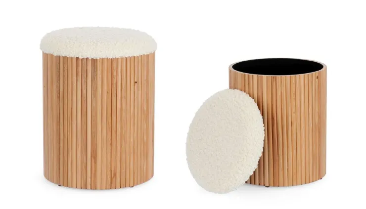Pouf>Bizzotto SET2 POUF CONTENITORE IN TESSUTO NATURALE - NEDA