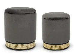 Pouf>Bizzotto SET2 POUF CONTENITORE IN VELLUTO GRIGIO SCURO - MILENA