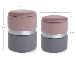 Pouf>Bizzotto SET2 POUF CONTENITORE ROSA GRIGIO - POLINA