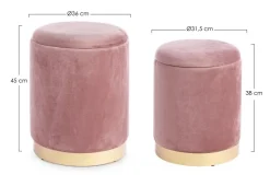 Pouf>Bizzotto SET2 POUF CONTENITORE ROSA ANTICO - POLINA