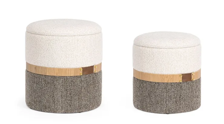 Pouf>Bizzotto SET2 POUF CONTENITORE TANYA BIA-GRIGIO