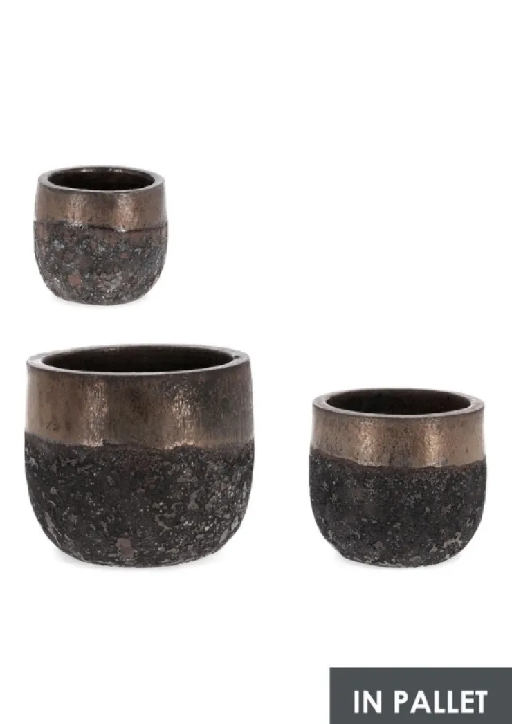 Vasi E Coprivasi>Bizzotto SET3 P.VASO DUYEN TONDO BASSO RUSTY