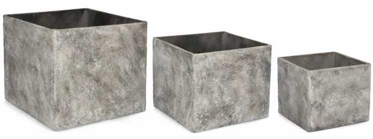 Vasi E Coprivasi>Bizzotto SET3 P.VASO MEILI QUADRATO ALTO GRIGIO